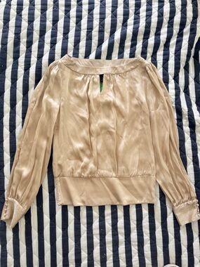 White House Black Market Cream Satin-Look Girls' Blouse